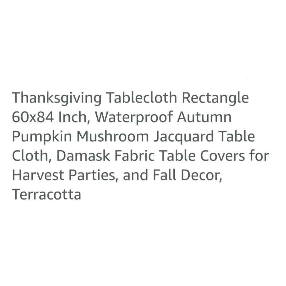 Thanksgiving Tablecloth‎ 60x84 Autumn Pumpkin Mushroom Terracotta Halloween Fall